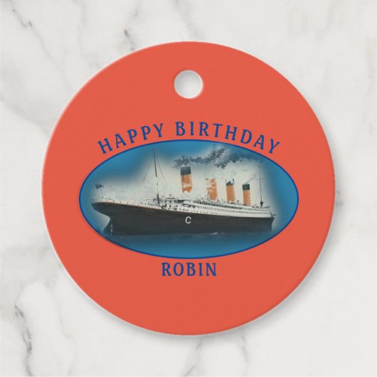 Titanic Orange Birthday Ship Geschenkanhänger (Vorderseite)