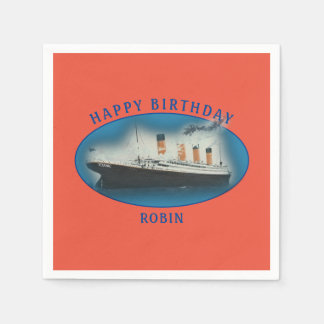 Titanic Orange Birthday Ship Serviette