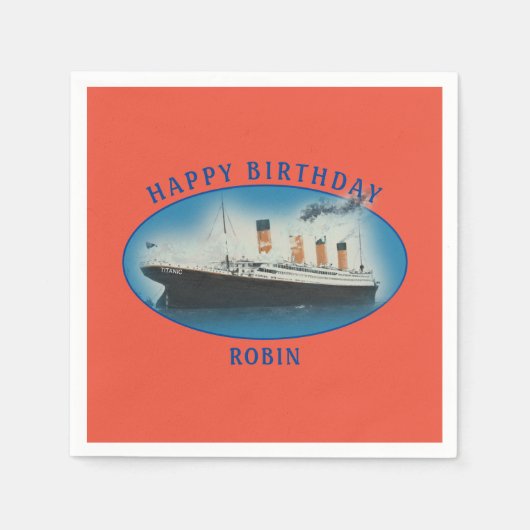 Titanic Orange Birthday Ship Serviette (Vorderseite)