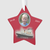 Titanic Porthole Foto Rotes Weihnachtsfest Ornament (Vorderseite)
