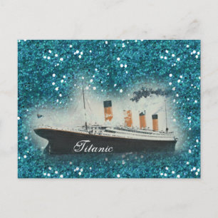 Titanic Saphir Glitter White Star Line Schiff Postkarte