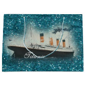 Titanic Sapphire Glitzer White Star Line Schiff Große Geschenktüte (Vorderseite)
