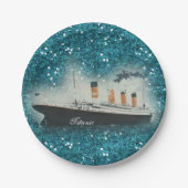 Titanic Sapphire Glitzer White Star Line Schiff Pappteller (Vorderseite)