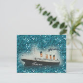 Titanic Sapphire Glitzer White Star Line Schiff Postkarte (Stehend Vorderseite)