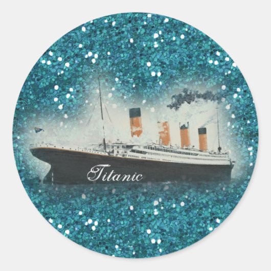 Titanic Sapphire Glitzer White Star Line Schiff Runder Aufkleber (Vorderseite)