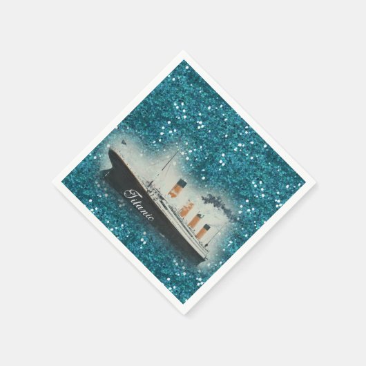 Titanic Sapphire Glitzer White Star Line Schiff Serviette (Ecke)