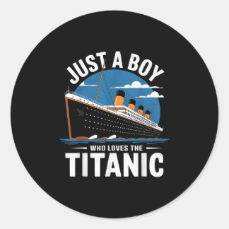 Titanic-Schiff Nur Ein Junge Der Die Titanic-Kreuz Runder Aufkleber