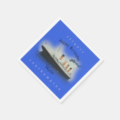 Titanic Ship Happy Birthday Name Marinne Blue Serviette (Ecke)