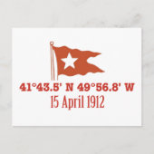 Titanic Sinking GPS Koordinaten & White Star Flag Postkarte (Vorderseite)