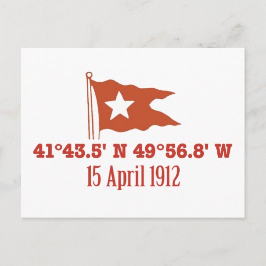 Titanic Sinking GPS Koordinaten & White Star Flag Postkarte (Vorderseite)