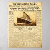 Titanic Sinks nach Zusammenstoß mit Iceberg 1912 Poster (Vorne)