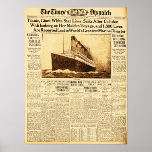 Titanic sinkt nach Kollision mit Eisberg 1912 Poster