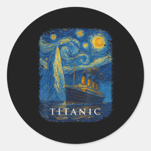 Titanic Van Gogh Starry Night Runder Aufkleber