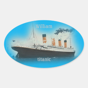 Titanic Vintag Ocean Blue White Star Line Schiff Ovaler Aufkleber