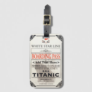 Titanic White Star Line Bordkarte - Text hinzufüge Gepäckanhänger