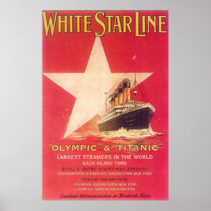 Titanic White Star Line Vintag Poster