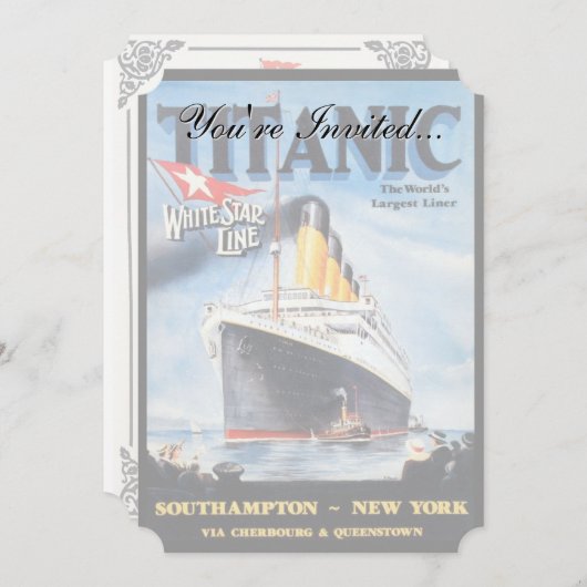 Titanic White Star Line - Weltgrößter Liner Einladung (Vorne/Hinten)
