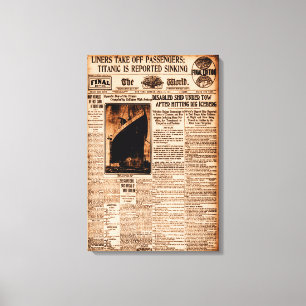 Titanic wird berichtet, da die Sepia Vintage Seefa Leinwanddruck