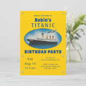 Titanic Yellow Birthday Einladung (Stehend Vorderseite)
