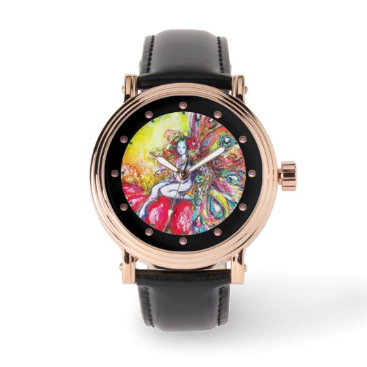 TITANIEN AUF EINER ROTEN BLUME ARMBANDUHR (Vorderseite)