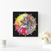 TITANIEN AUF EINER ROTEN BLUME QUADRATISCHE WANDUHR (Zuhause)