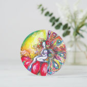 TITANIEN UND ROTE BLUME, grün-gelb-rosa Glitzern Einladung (Stehend Vorderseite)