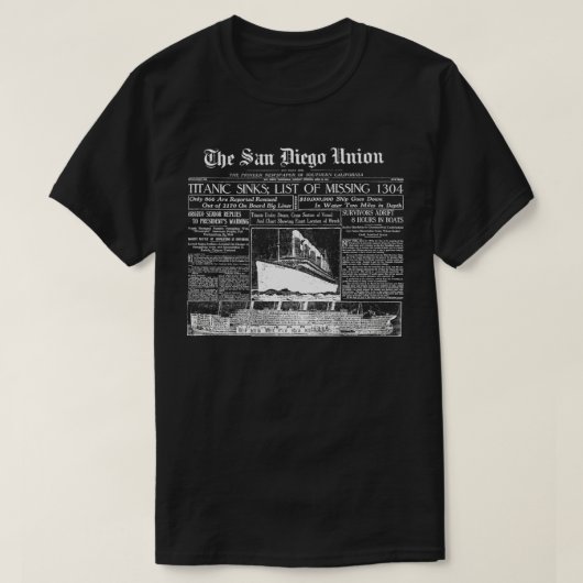 TITANISCHE Zeitung 1912 T-Shirt (Design vorne)