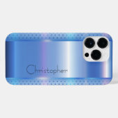 Titanium Blue Silver Edelstahl Print iPhone Hülle (Rückseite (Horizontal))
