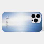 Titanium Blue Silver Edelstahl Print iPhone Hülle (Rückseite (Horizontal))