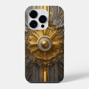 Titanium-Silber und Gold Edelstahl Druck iPhone 14 Pro Hülle