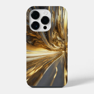 Titanium-Silber und Gold Edelstahl Druck iPhone 14 Pro Hülle