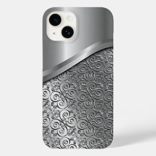 Titanium Silver Stainless Steel Print iPhone 15 Case-Mate iPhone 14 Hülle