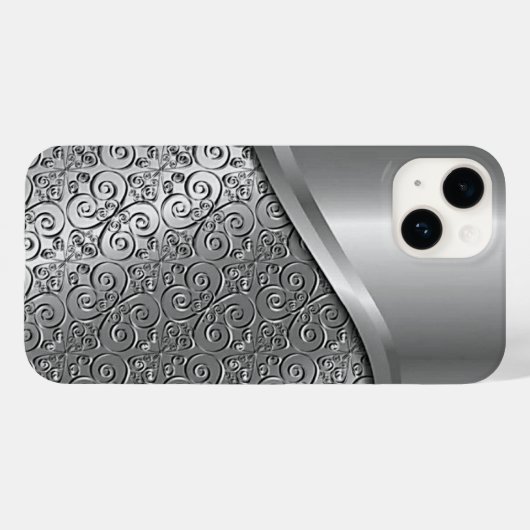 Titanium Silver Stainless Steel Print iPhone 15 Case-Mate iPhone Hülle (Rückseite (Horizontal))