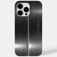 Titanium Silver Stainless Steel Print iPhone 15