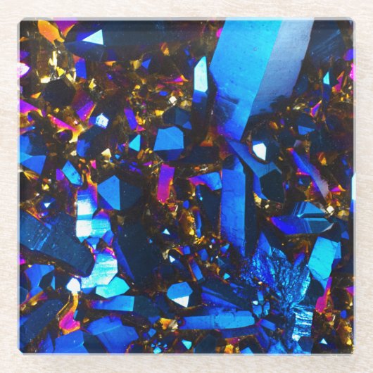 Titankobalt-Blau-Quarz Glasuntersetzer (Vorderseite)