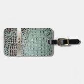 Titanmetall-Monogramm aus aquamarinem braunem Lede Gepäckanhänger (Vorderseite horizontal)