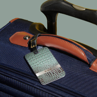 Titanmetall-Monogramm aus aquamarinem braunem Lede Gepäckanhänger