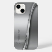Titanpoliertes Silber Radial Metallic iPhone 15 Case-Mate iPhone Hülle (Rückseite)