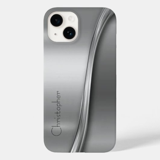 Titanpoliertes Silber Radial Metallic iPhone 15 Case-Mate iPhone Hülle (Rückseite)