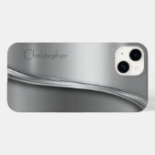 Titanpoliertes Silber Radial Metallic iPhone 15 Case-Mate iPhone Hülle (Rückseite (Horizontal))