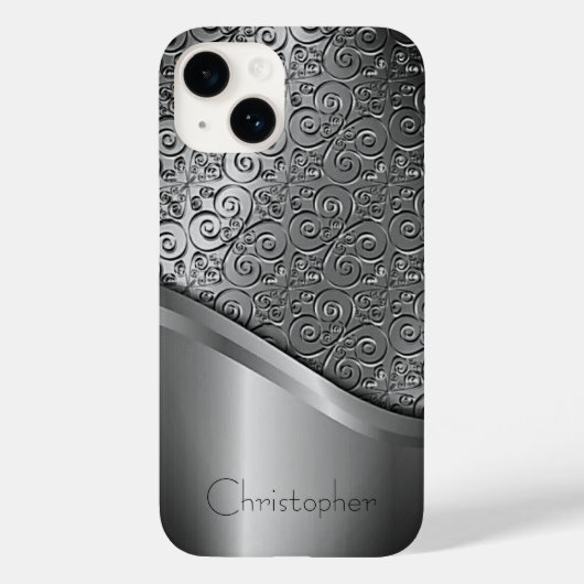 Titanpoliertes Silber Radial Metallic iPhone 15 Case-Mate iPhone Hülle (Rückseite)