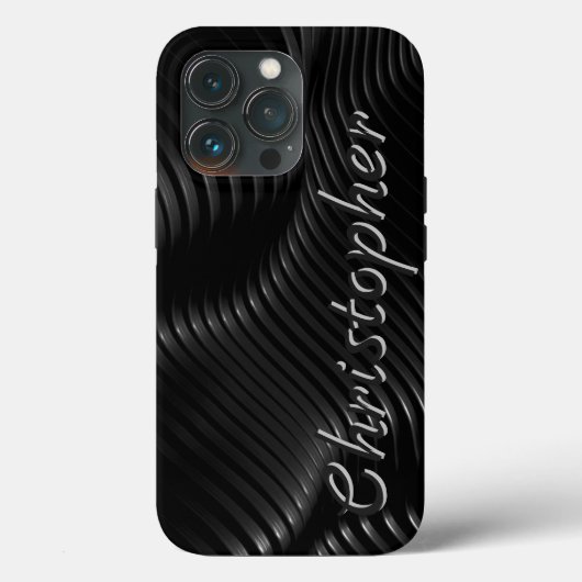 Titanpoliertes Silber und schwarzes Radialmetall Case-Mate iPhone Hülle (Rückseite)