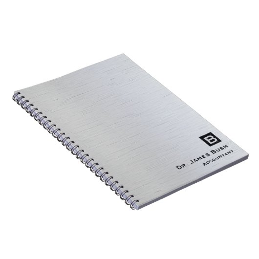 Titanschiefer-Monogramm Beruflich Notizblock (Rechte Seite)