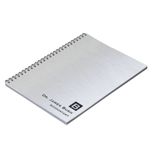 Titanschiefer-Monogramm Beruflich Notizblock (Linke Seite)