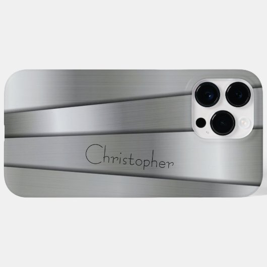 Titansilber, rostfreier Stahl Case-Mate iPhone Hülle (Rückseite (Horizontal))