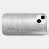 Titansilber-Shiny-Edelstahlmetall 15 Case-Mate iPhone Hülle (Rückseite (Horizontal))