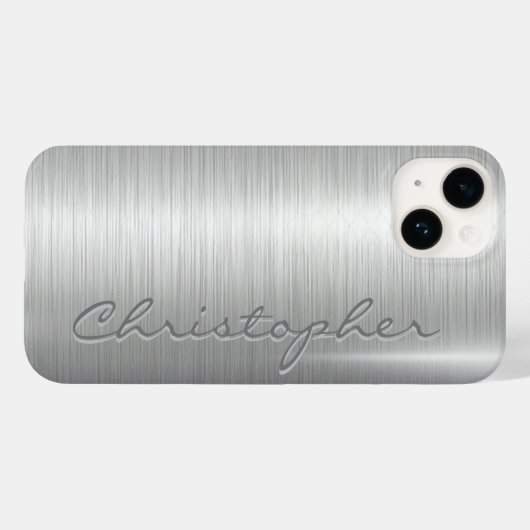 Titansilber-Shiny-Edelstahlmetall 15 Case-Mate iPhone Hülle (Rückseite (Horizontal))