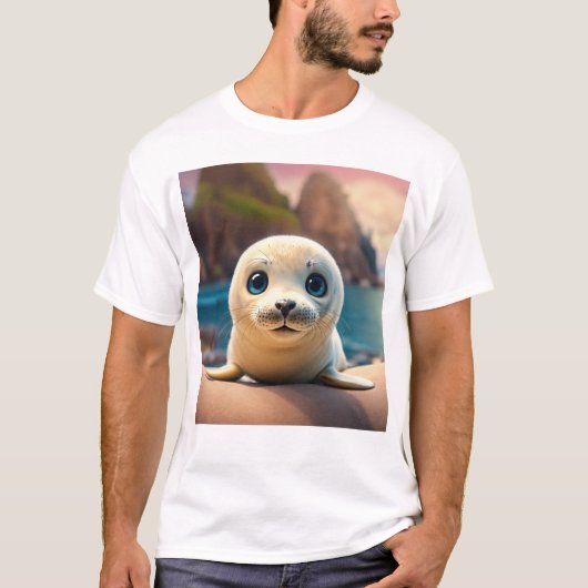 **Titel:** 3D Baby Siegel Character Design **Descr T-Shirt (Vorderseite)