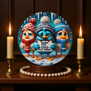 Titel: "Baby, es ist hier draußen kalt Große Wanduhr