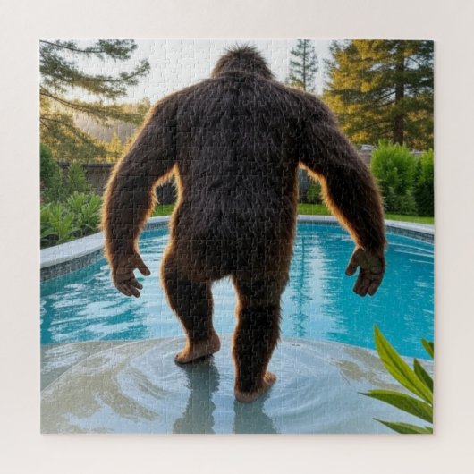 Titel: Bigfoots Gartenpoolparty Puzzle (Vertikal)
